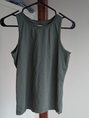 Pact Olive Green Ribbed Crewneck Tank